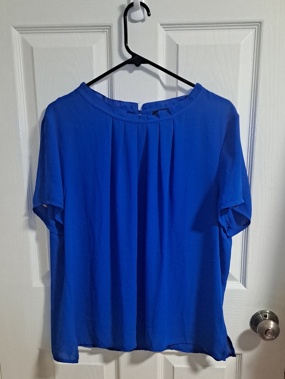 Investments Royal Blue Pleated Short-Sleeve Blouse